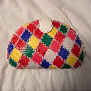 VINTAGE RAINBOW FAUX LEATHER CLUTCH